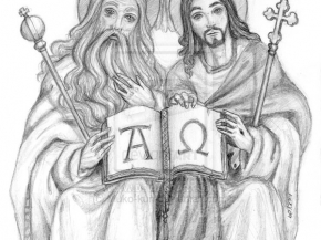 Dibujo de la Santísima Trinidad, alfa y omega